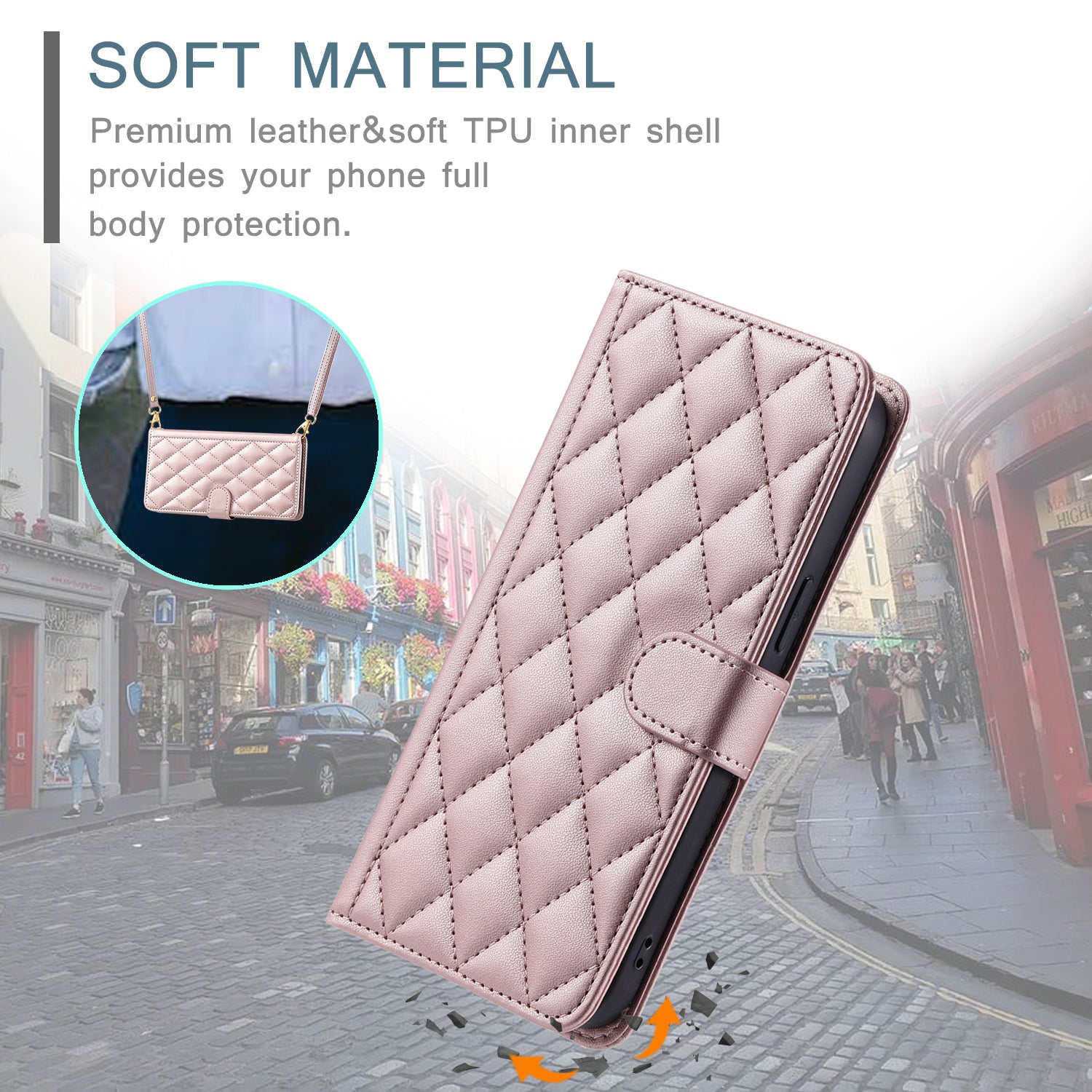 For Xiaomi Redmi Note 13 4G Case Rhombus Grid Leather Phone Cover with Shoulder Strap For Xiaomi Redmi Note 13 4G Case Rhombus Grid Leather Phone Cover with Shoulder Strap